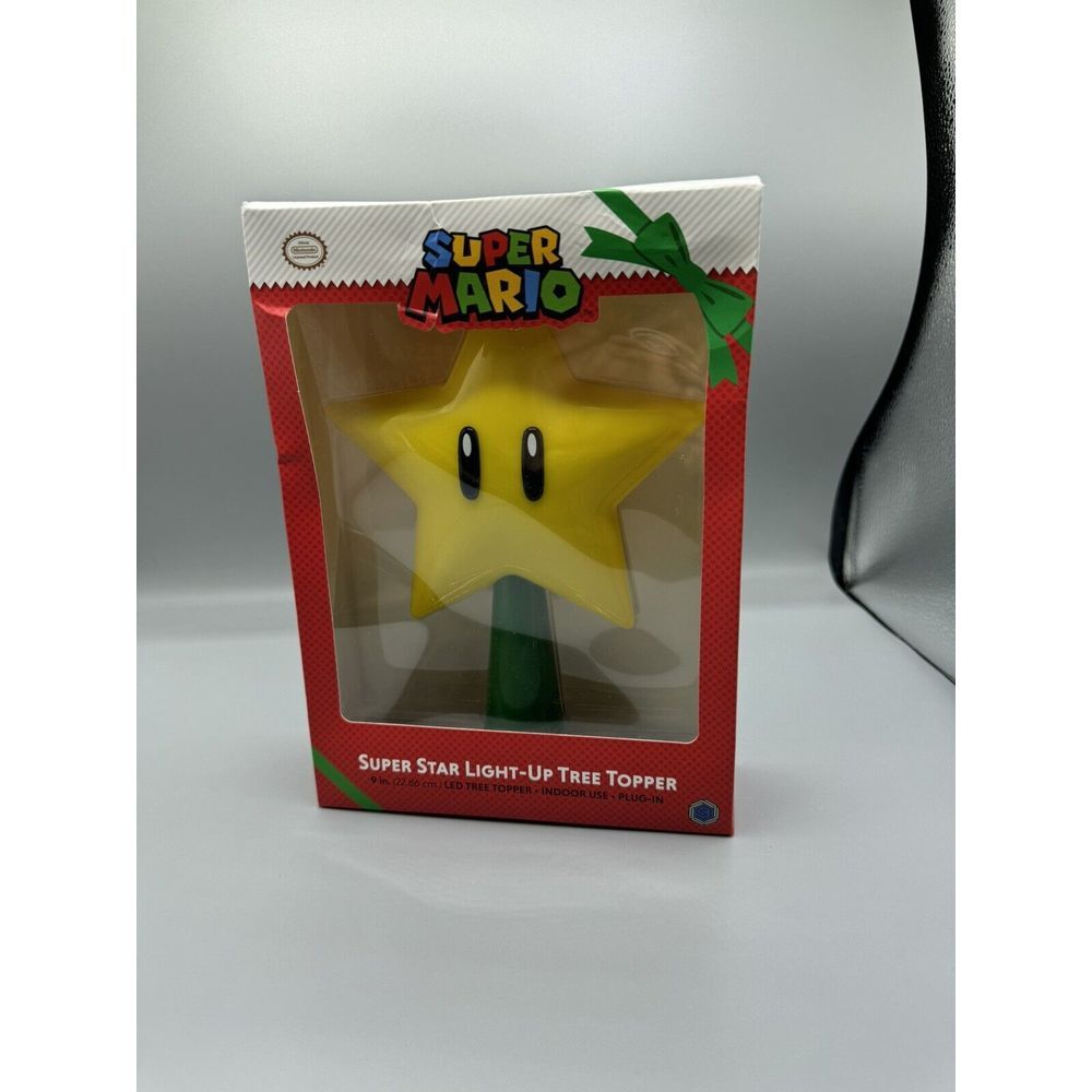 Nintendo Super Mario Bros 9" Star LED Light Up Christmas Tree Topper Plug In NIB